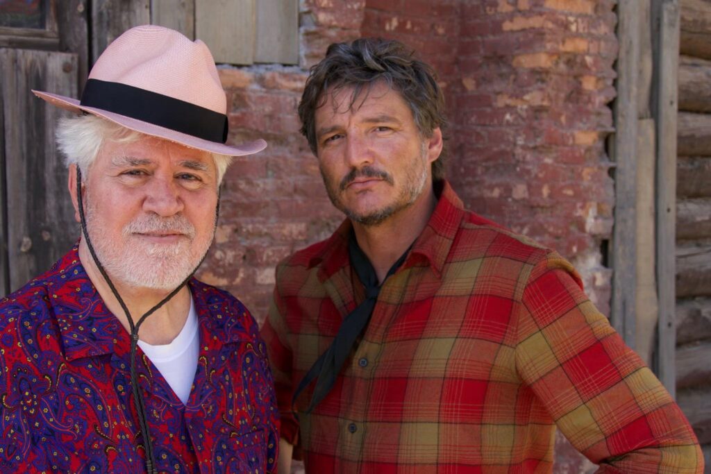 Pedro Almodóvar (and Pedro Pascal on set of gay western Strange Way of Life 